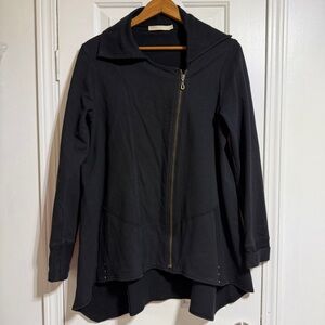 Testimony LA black asymmetrical zip Terry long active loose fit jacket S